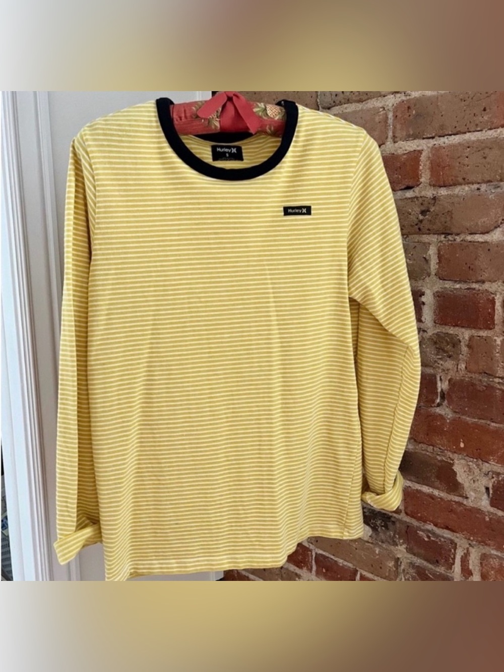 Hurley striped yellow long sleeve shirt